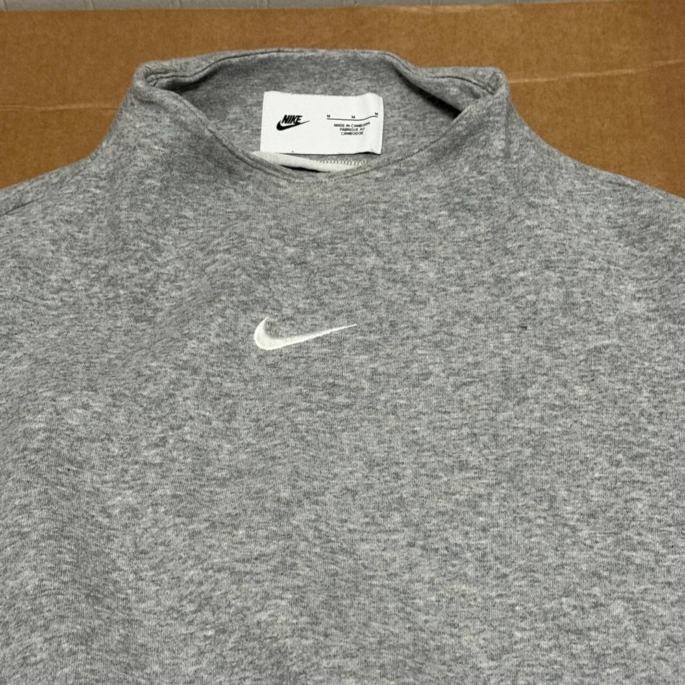 Nike Mock Neck Womens Medium Sweatshirt Heather Gray Athleisure Oversized Comfy - Picture 3 of 12